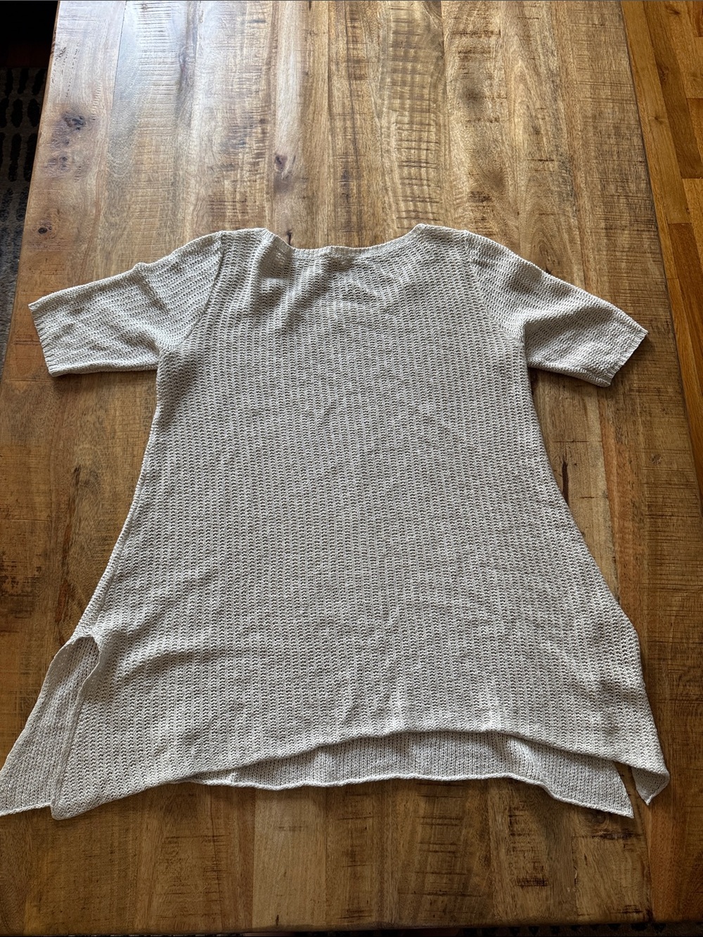 Eileen Fisher beige Cream Knit Short-Sleeve Swing long tunic Top - Women’s Sm - Picture 8 of 8